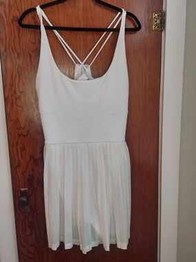 VSX White Strappy Pleated Mini Dress